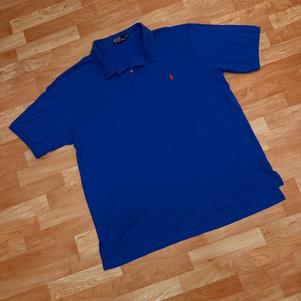 Vintage Polo Ralph Lauren Mens 2XLT Tall Royal Blue Pony Logo Polo Shirt